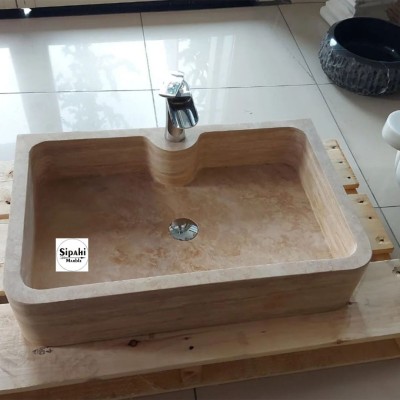 Klasik Traverten Yay Model Dikdörtgen Lavabo