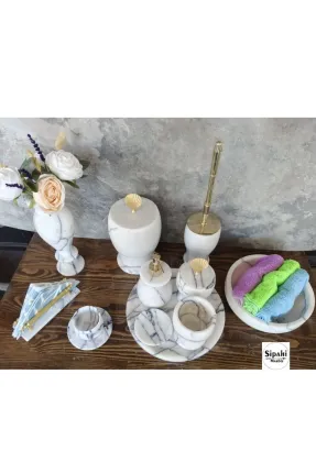 Leylak Mermer 11 Parça Banyo Set