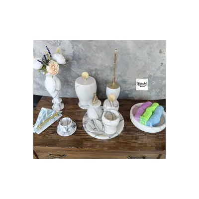 Leylak Mermer 11 Parça Banyo Set Leylak Mermer 11 Parça Banyo Set