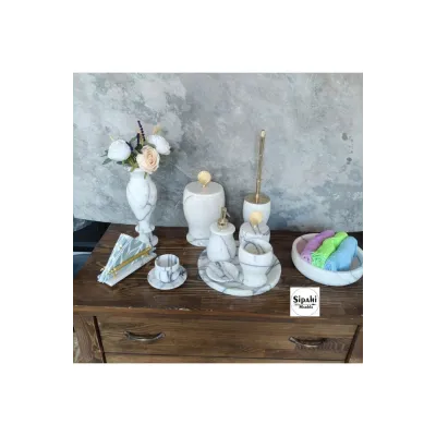 Leylak Mermer 11 Parça Banyo Set Leylak Mermer 11 Parça Banyo Set