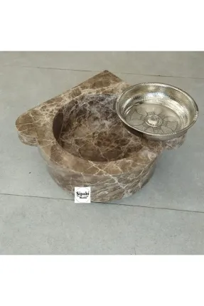 Emperador Mermer Düz Köşe Mini Kurna