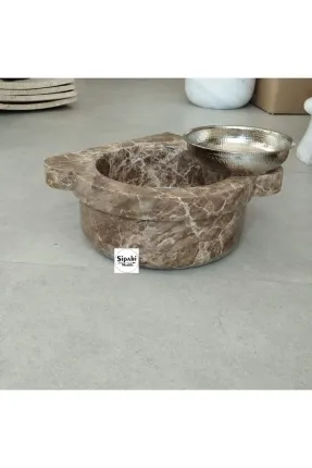 Emperador Mermer Düz Köşe Mini Kurna