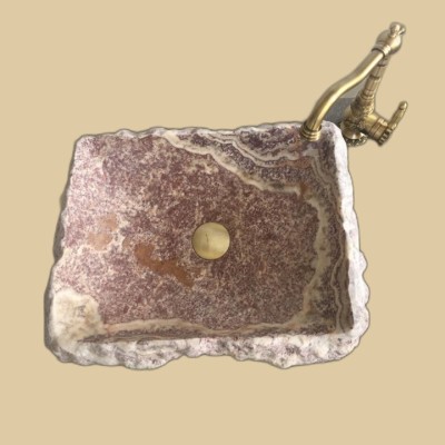 Kırmızı Oniks Dikdörtgen Patlatma Kaya Lavabo