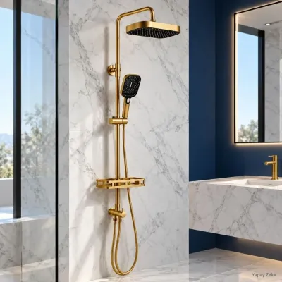 Büyük Başlıklı Duş Seti - MAT GOLD Büyük Başlıklı Duş Seti - MAT GOLD
