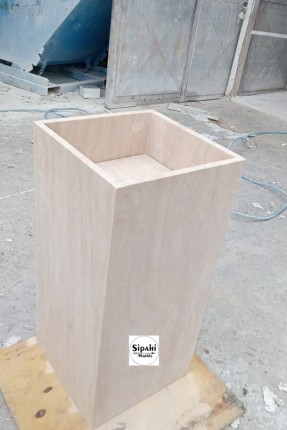 Traverten  Kare Gizli Giderli Dikey Lavabo