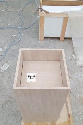 Traverten  Kare Gizli Giderli Dikey Lavabo