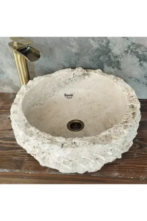 Traverten Doğal Yapılı Çanak Lavabo