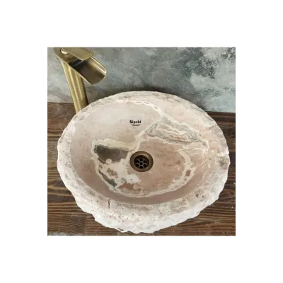 Pembe Traverten Doğal Yüzey Lüks Çanak Pembe Traverten Doğal Yüzey Lüks Çanak