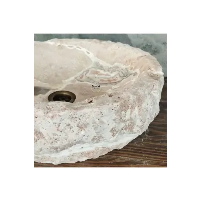 Pembe Traverten Doğal Yüzey Lüks Çanak Pembe Traverten Doğal Yüzey Lüks Çanak
