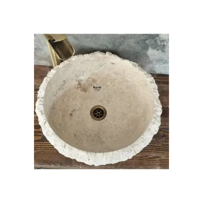 Traverten Dikey Patlatma Çanak Lavabo Traverten Dikey Patlatma Çanak Lavabo