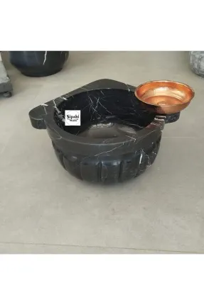 Toros Siyah Kavun Dilimli Köşe Mermer Kurna