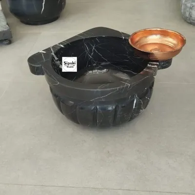 Toros Siyah Kavun Dilimli Köşe Mermer Kurna