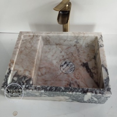 Menekşe Mermer Gizli Giderli Köşeli Lavabo