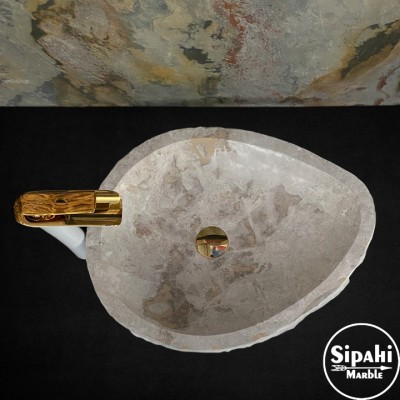 Traverten Oval Tasarım Damla Lavabo Traverten Oval Tasarım Damla Lavabo