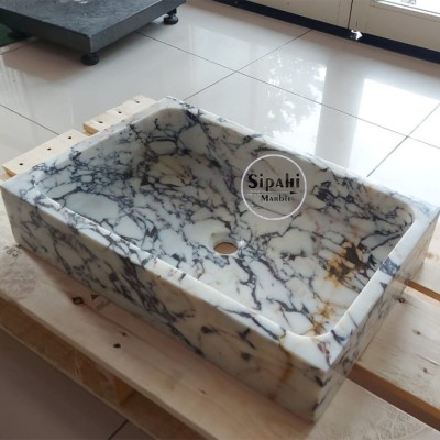 Menekşe Mermer Köşeli  Düz Model  Lavabo