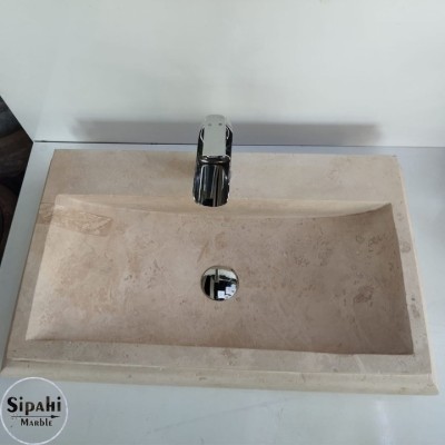 Klasik Traverten Batarya Çıkışlı Dikdörtgen Lavabo