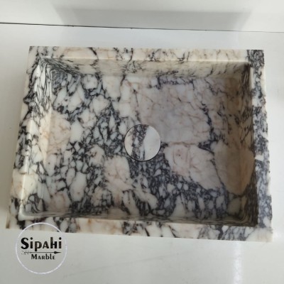 Menekşe Mermer Gizli Giderli Kare Lavabo