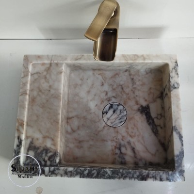 Menekşe Mermer Gizli Giderli Köşeli Lavabo