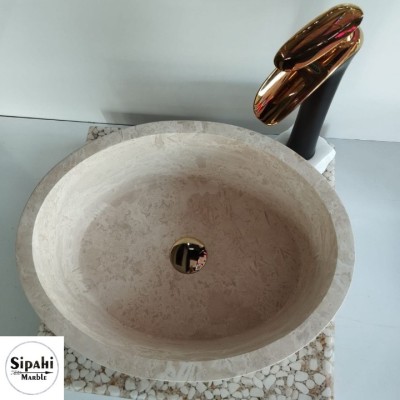 Traverten Dışı Mucartalı Elips Lavabo Traverten Dışı Mucartalı Elips Lavabo