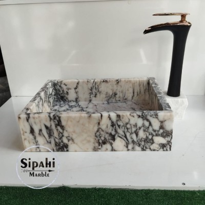 Menekşe Mermer Gizli Giderli Kare Lavabo