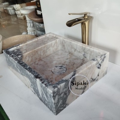 Menekşe Mermer Gizli Giderli Köşeli Lavabo