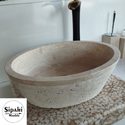 Traverten Dışı Mucartalı Elips Lavabo Traverten Dışı Mucartalı Elips Lavabo