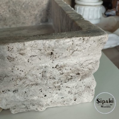 Gümüş Traverten Dikdörtgen Lavabo Gümüş Traverten Dikdörtgen Lavabo