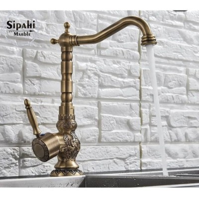 Antik İşlemeli Kısa Lavabo Bataryası