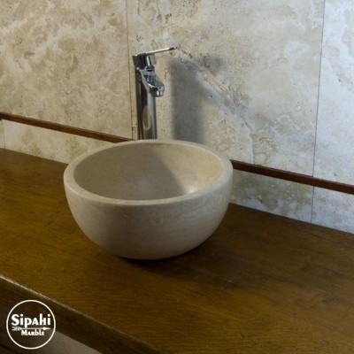 Traverten Yuvarlak Mini Lavabo