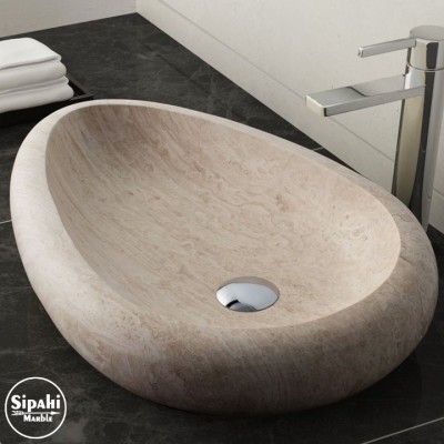 Traverten Çakıl Taşı Model Lavabo