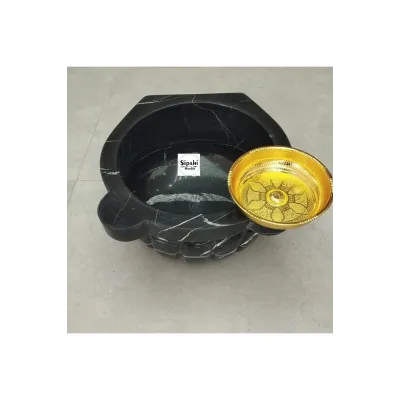 Toros Siyah Kavun Dilimli Mermer Kurna