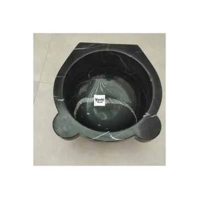 Toros Siyah Kavun Dilimli Mermer Kurna