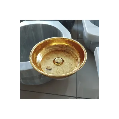 Altın Kaplama Osmanlı Hamam Tası - Pirinç Altın Kaplama Osmanlı Hamam Tası - Pirinç