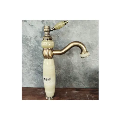 Antik Onyx Detaylı Uzun Çanak Lavabo Bataryası