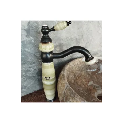 Siyah Onyx Detaylı Uzun Çanak Lavabo Bataryası Siyah Onyx Detaylı Uzun Çanak Lavabo Bataryası