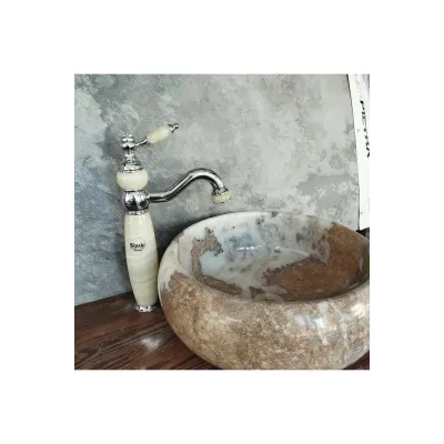Krom Onyx Detaylı Uzun Çanak Lavabo Bataryası Krom Onyx Detaylı Uzun Çanak Lavabo Bataryası