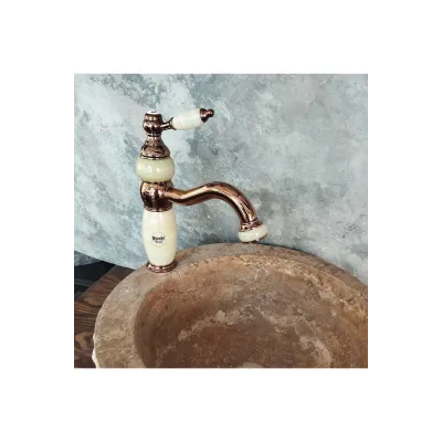 Bronz Onyx Detaylı Kısa Çanak Lavabo Bataryası Bronz Onyx Detaylı Kısa Çanak Lavabo Bataryası