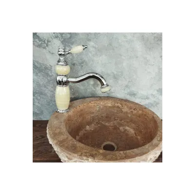 Krom Onyx Detaylı Kısa Çanak Lavabo Bataryası Krom Onyx Detaylı Kısa Çanak Lavabo Bataryası