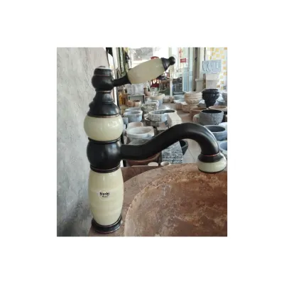 Siyah Onyx Detaylı Kısa Çanak Lavabo Bataryası Siyah Onyx Detaylı Kısa Çanak Lavabo Bataryası