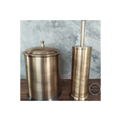 Antik Eskitme Kapaklı Paslanmaz Çöp Kovası Set Antik Eskitme Kapaklı Paslanmaz Çöp Kovası Set