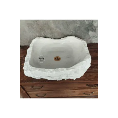 Beyaz Mermer Şekilsiz Lüx Lavabo