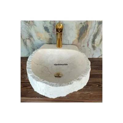 Bej Mermer Batarya Çıkışlı Klasik Lavabo Bej Mermer Batarya Çıkışlı Klasik Lavabo