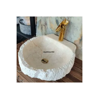 Bej Mermer Batarya Çıkışlı Klasik Lavabo Bej Mermer Batarya Çıkışlı Klasik Lavabo
