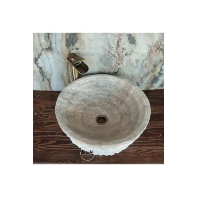 Gümüş Traverten İçi Katmanlı Lavabo Gümüş Traverten İçi Katmanlı Lavabo