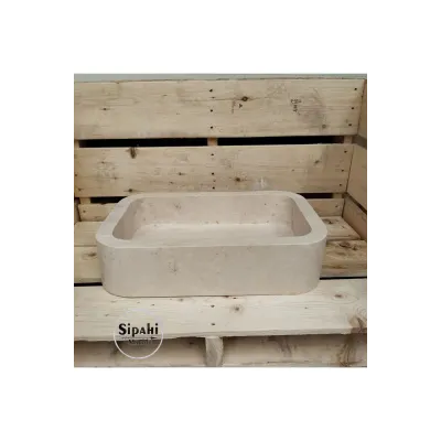 Kalın Kenar Liğht Traverten Lavabo Kalın Kenar Liğht Traverten Lavabo