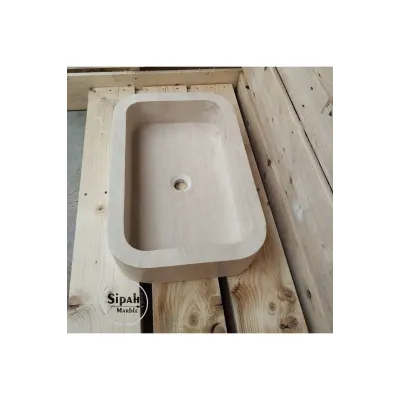 Kalın Kenar Liğht Traverten Lavabo Kalın Kenar Liğht Traverten Lavabo