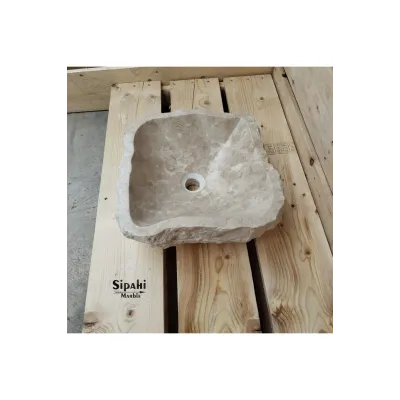 Bej Mermer Şekilsiz Lavabo Bej Mermer Şekilsiz Lavabo
