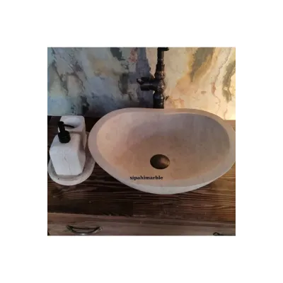 Klasik Traverten Tezgah Üstü Kayık Lavabo Klasik Traverten Tezgah Üstü Kayık Lavabo