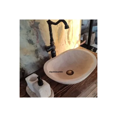 Klasik Traverten Tezgah Üstü Kayık Lavabo Klasik Traverten Tezgah Üstü Kayık Lavabo
