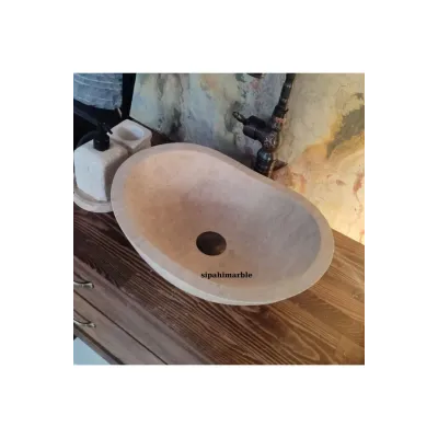 Klasik Traverten Tezgah Üstü Kayık Lavabo Klasik Traverten Tezgah Üstü Kayık Lavabo